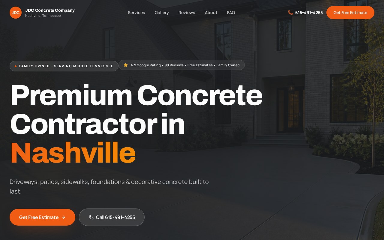 JDC Concrete website designed by Ziro Agency, shown on a MacBook and iPhone